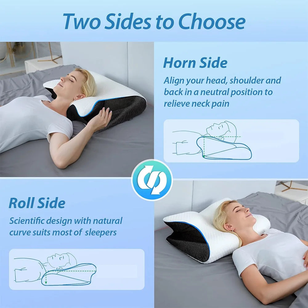 Memory Foam Neck Pillow – Orthopedic Support for Comfortable Sleep & Cervical Relief