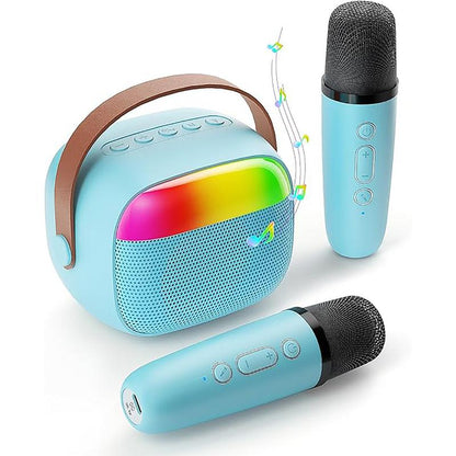 Portable Mini Karaoke Machine for Kids, Portable Bluetooth Speaker with 2 Wireless Microphones, Ideal Gift for Girls, Ages 3-8+ - Smartphone, Audio